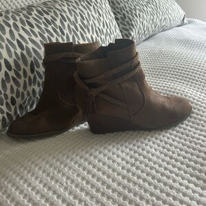 Sugar Brown Ankle Booties with Tassel Detail
